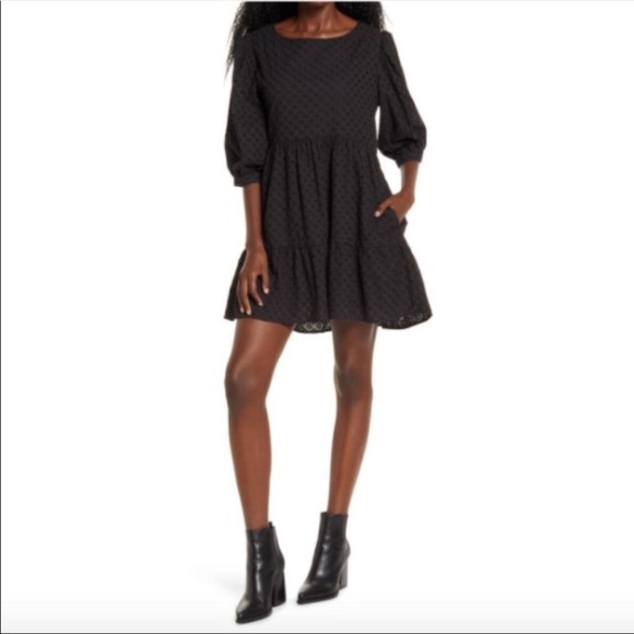 Wayf Dresses & Skirts - Wayf x BFF Boho Lauren Babydoll Eyelet Puff Sleeve Dress Size XS NEW